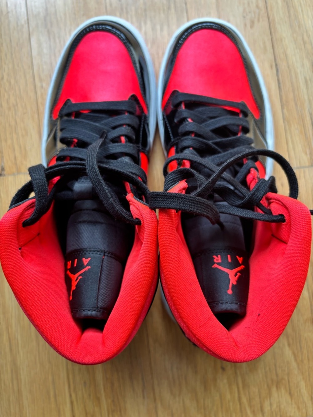 Air Jordan 1s, Infrared and Black High-Top Sneakers - Picture 7 of 9